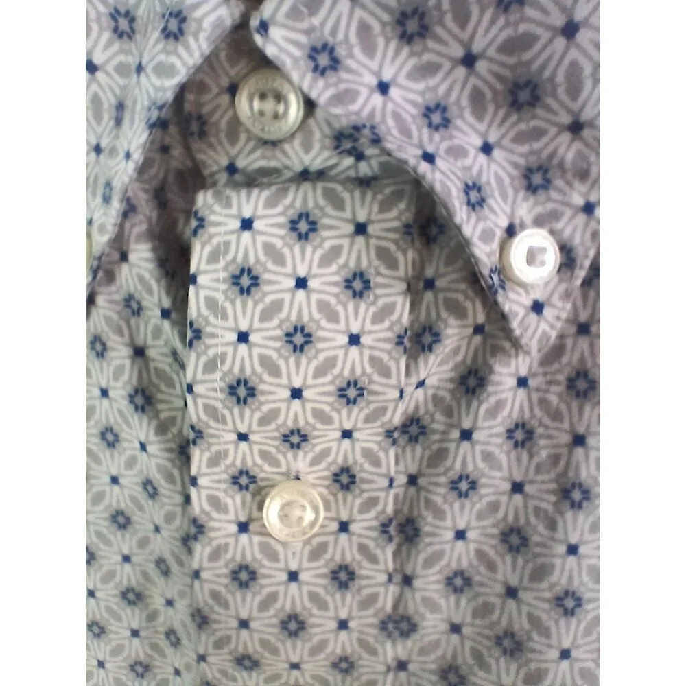 Ariat Mens Button Down Long Sleeve Shirt Size XXL Blue White Geometric - Picture 6 of 16